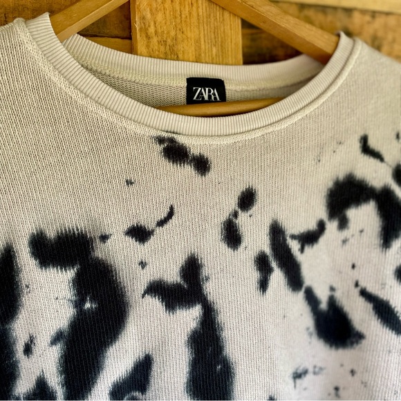 Zara tie-dye loose fit long sleeve knit crop top - Picture 3 of 10